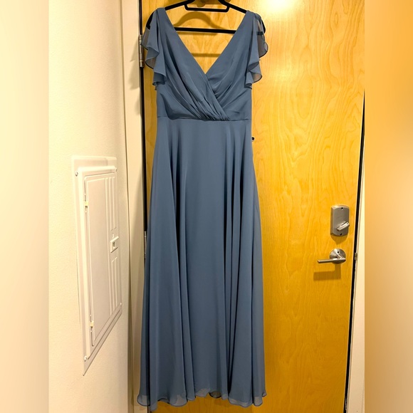 Celebrate Bridesmaid Dress w/ Flutter Sleeve Full Skirt - Picture 4 of 10